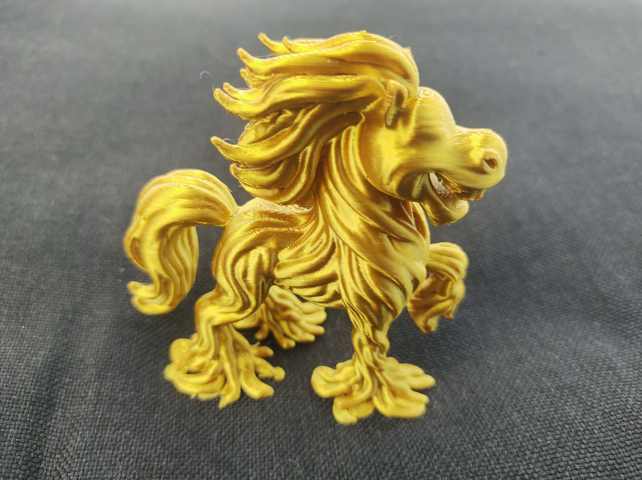 Vein-wood Happy Horse Sculpture With Flowing Mane