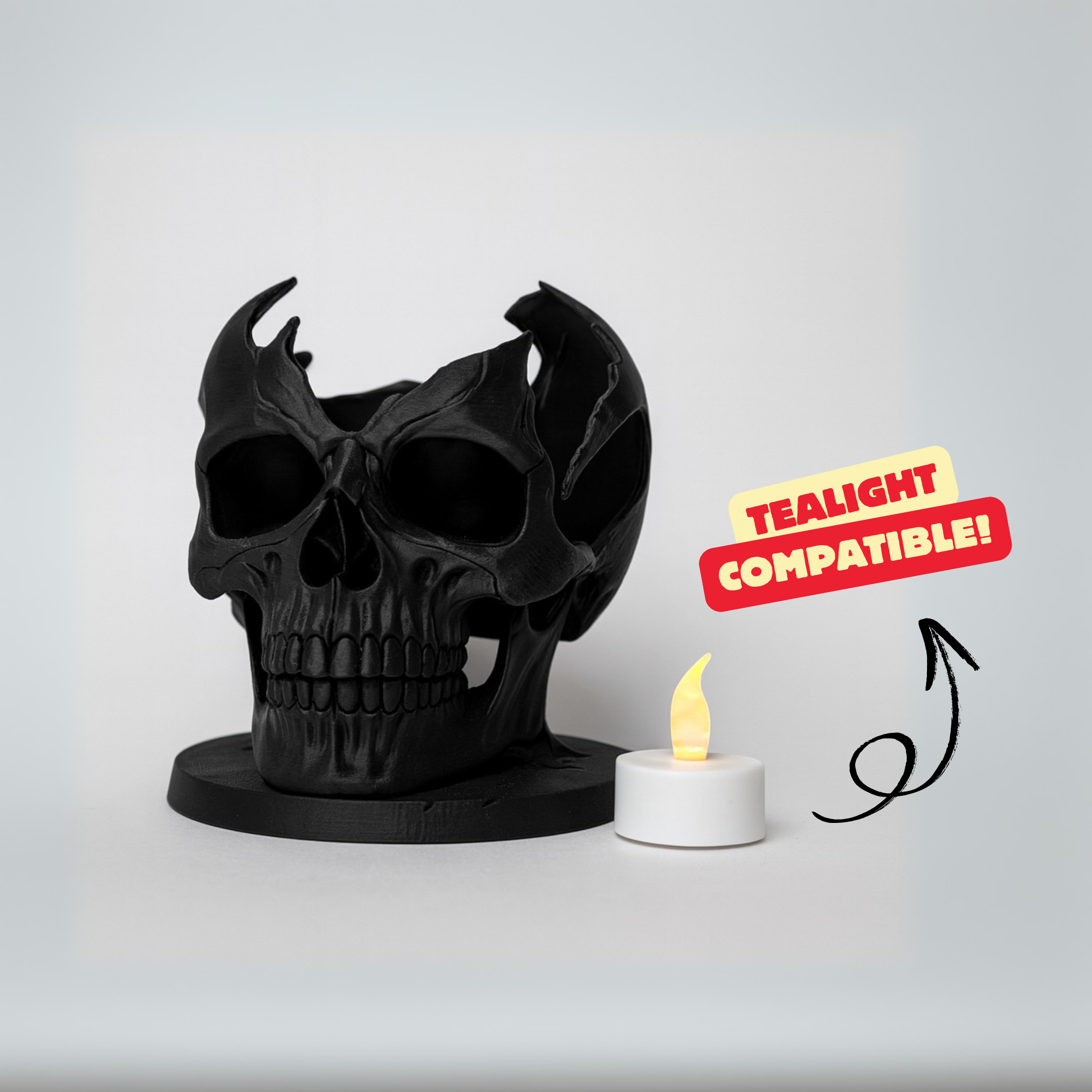 BROKEN SKELETON HEAD TEALIGHT / HALLOWEENDECOR / HOMEDECOR / DARK DECOR