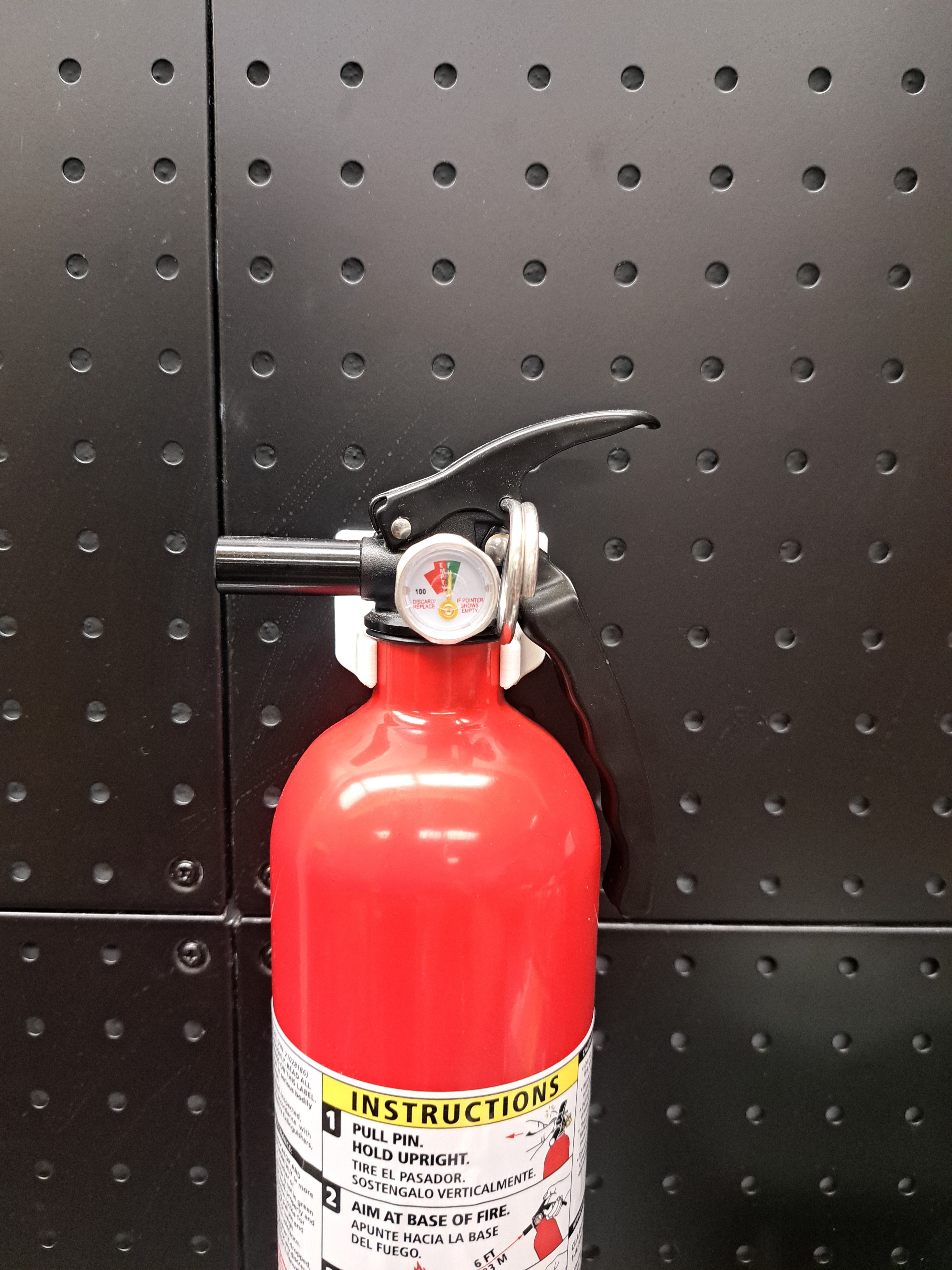 pegboard fire extinguisher holder
