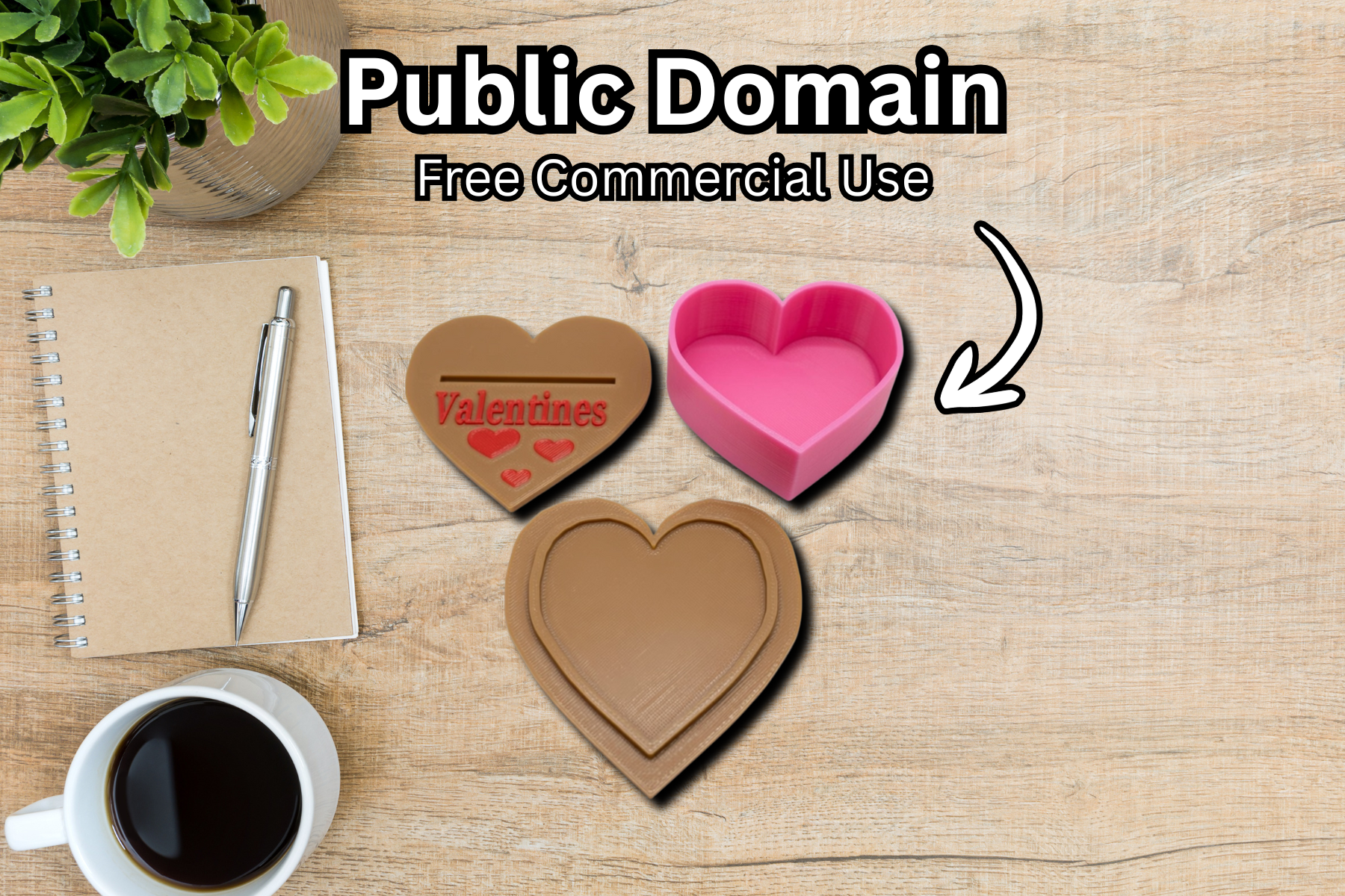 Customizable Heart Box with Valentine Slot – Free 3D Printable Gift Box (Public Domain)