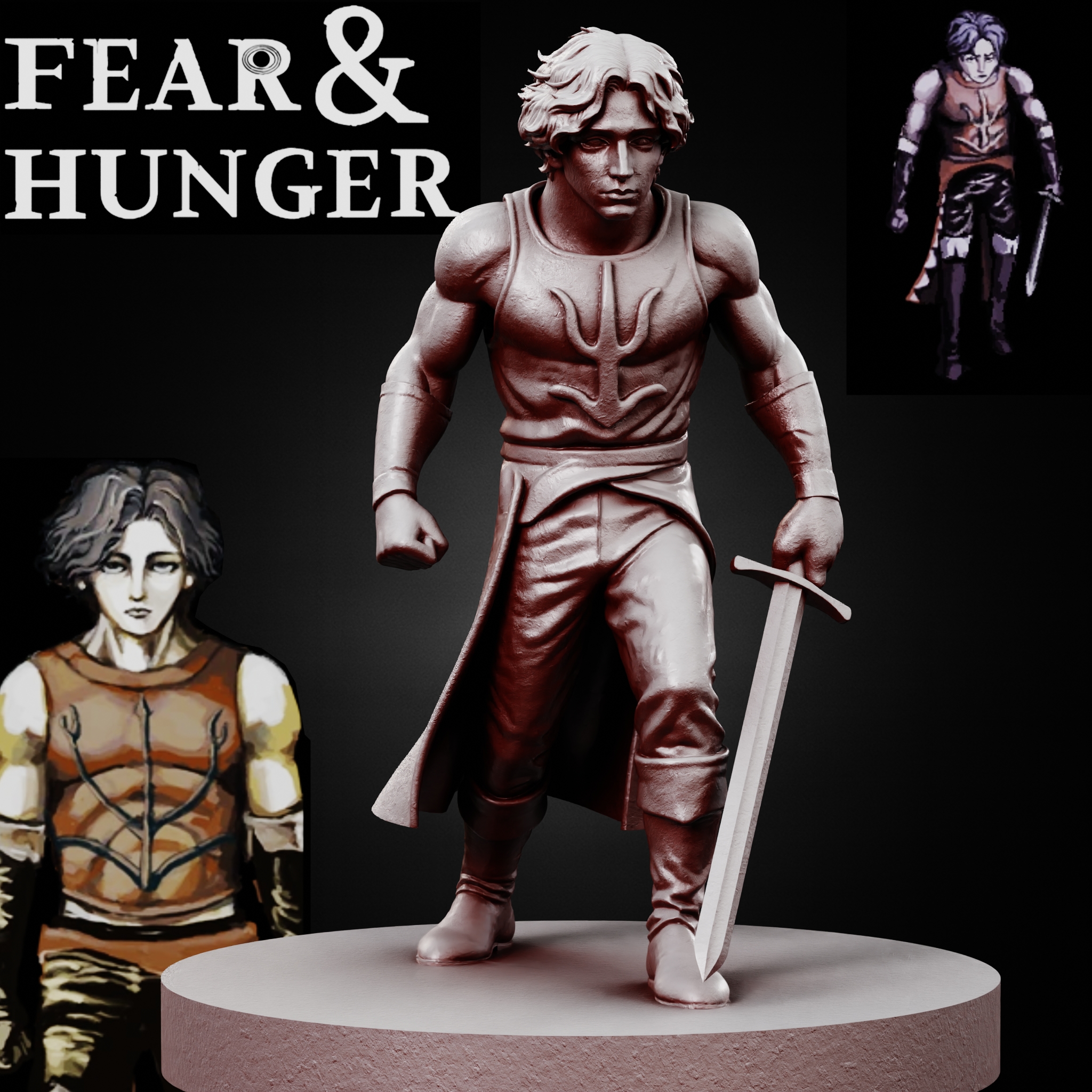 CAHARA Fear and Hunger tabletop D&D RPG miniature figurine – scale STL Fan Art