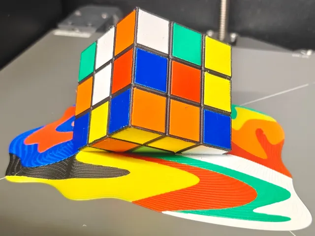 ACCURATE Melting Rubik's Cube, mixed and solved with CMYKW ColorMix Version!