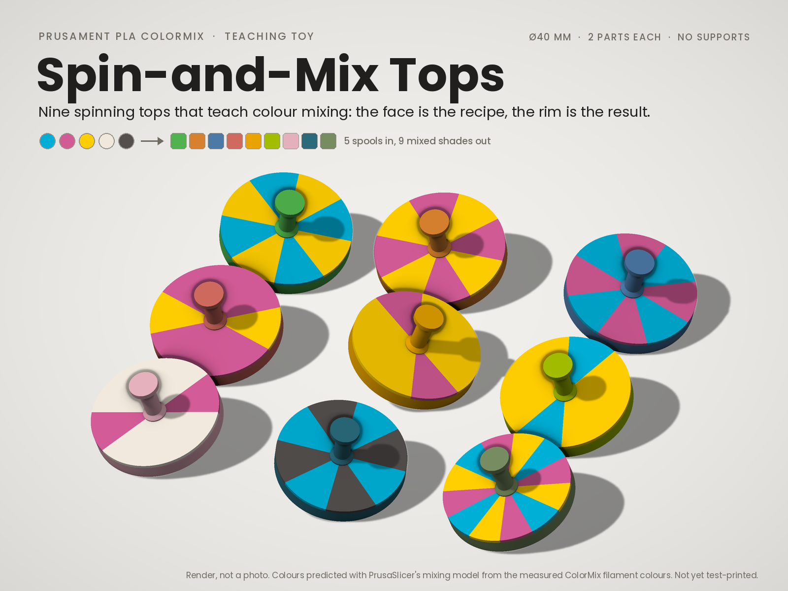ColorMix Spinning Tops: Teach About Color Mixing