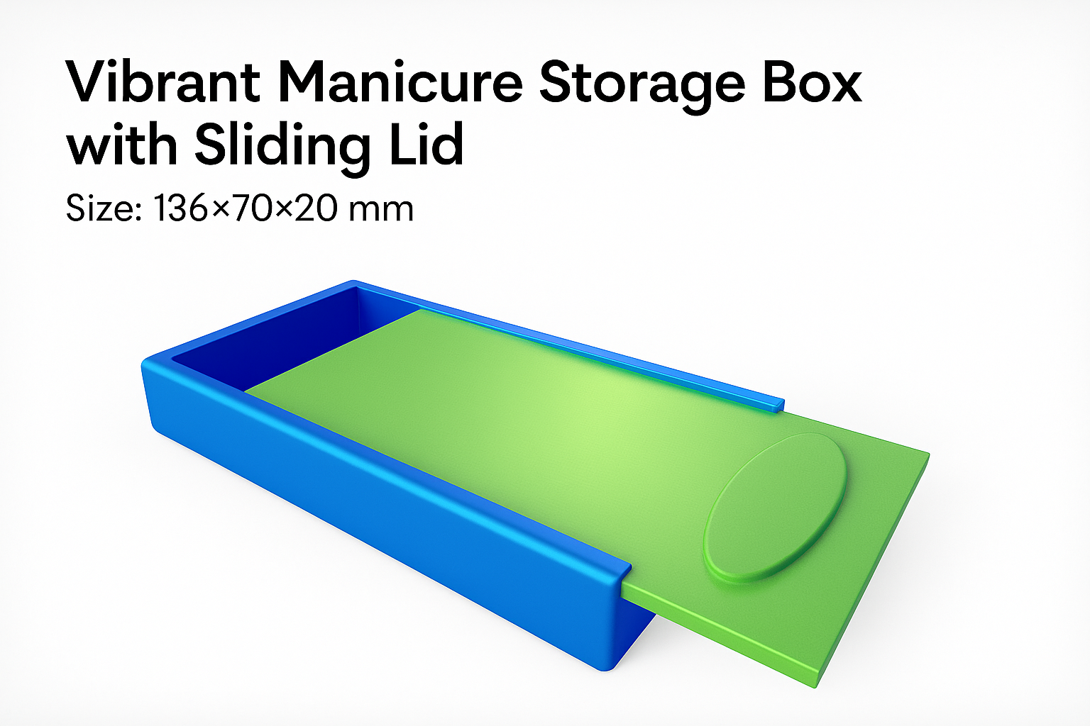 Ergonomic manicure tool box with dimensions of 136×70×20 mm
