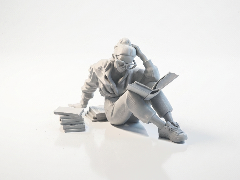 Sitting Woman Reading Book Figurine 3D Printable