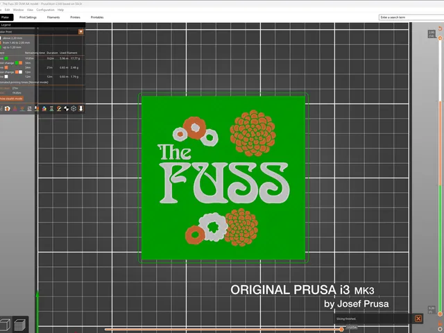The Fuss (DC) - band logo in 3D, multi-colour for single filament printing.