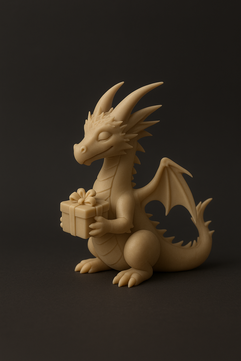 Christmas dragon with present gift