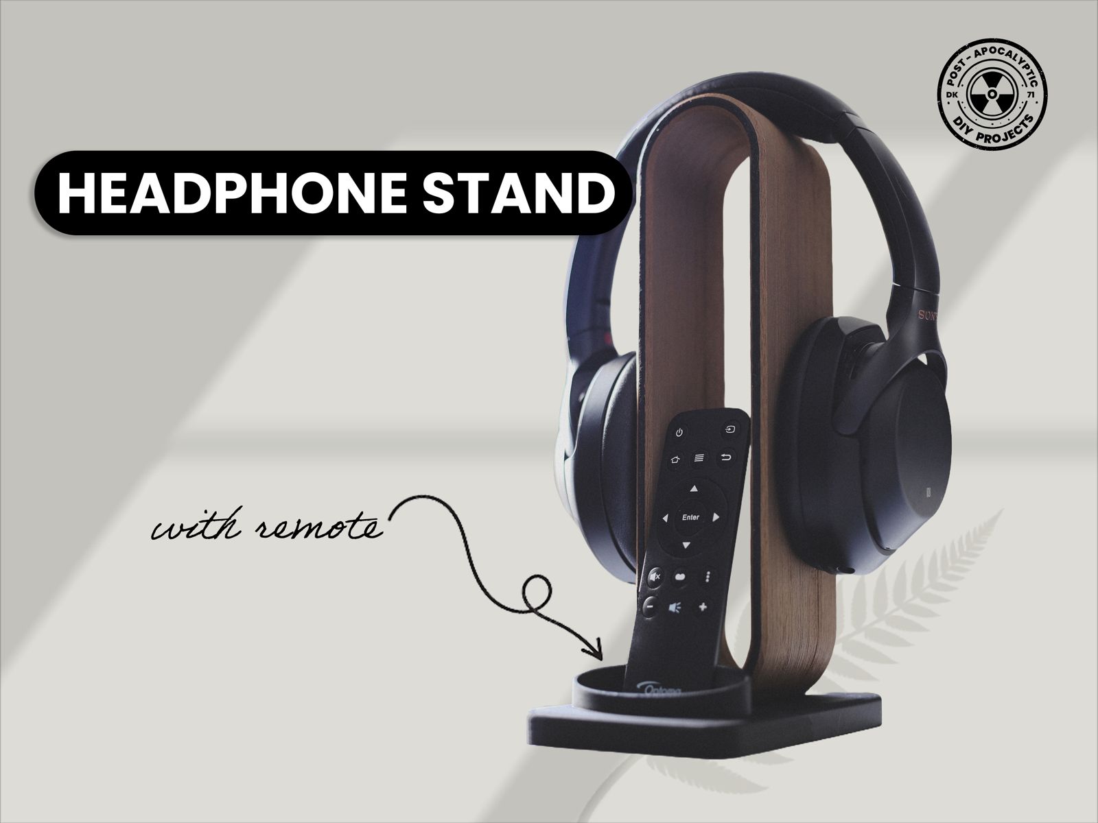 Headphone Stand wooden (textured) + remote stand