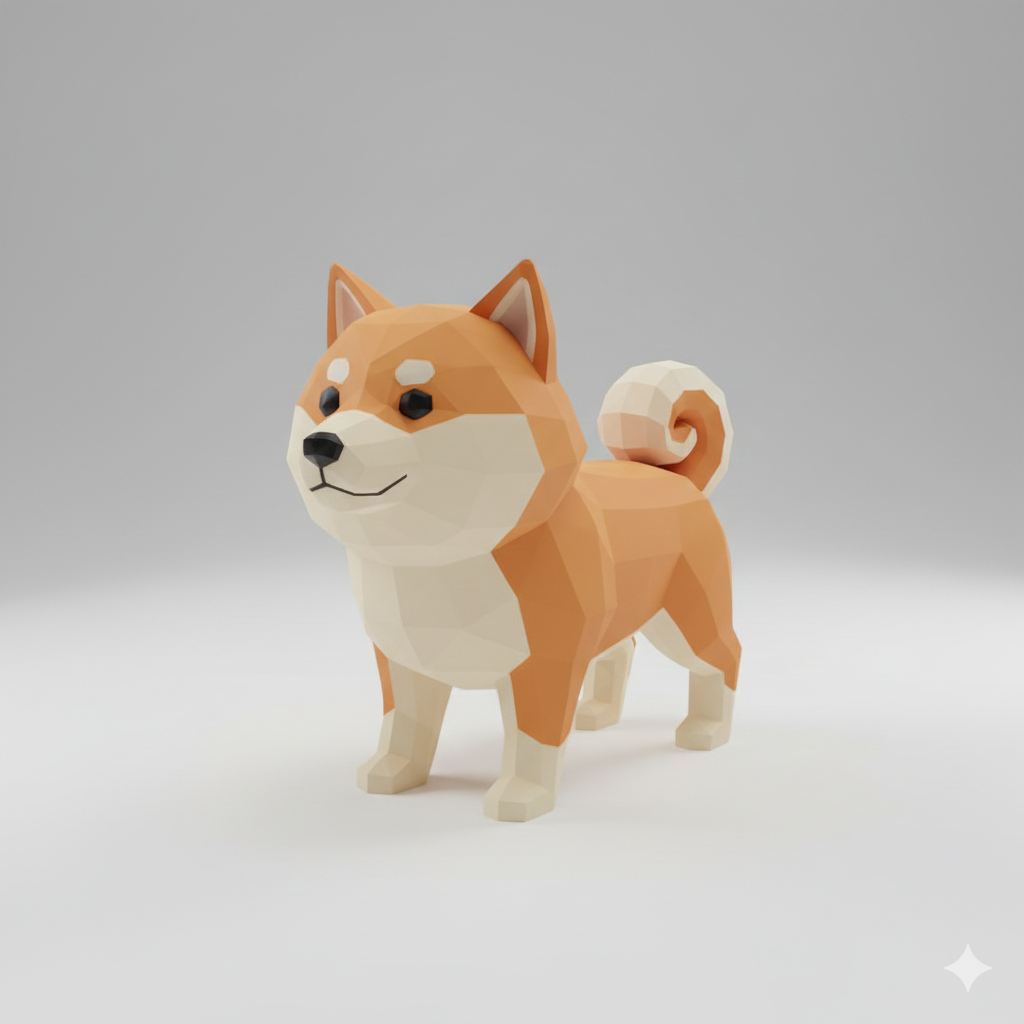 Shiba Inu Dog Low Poly