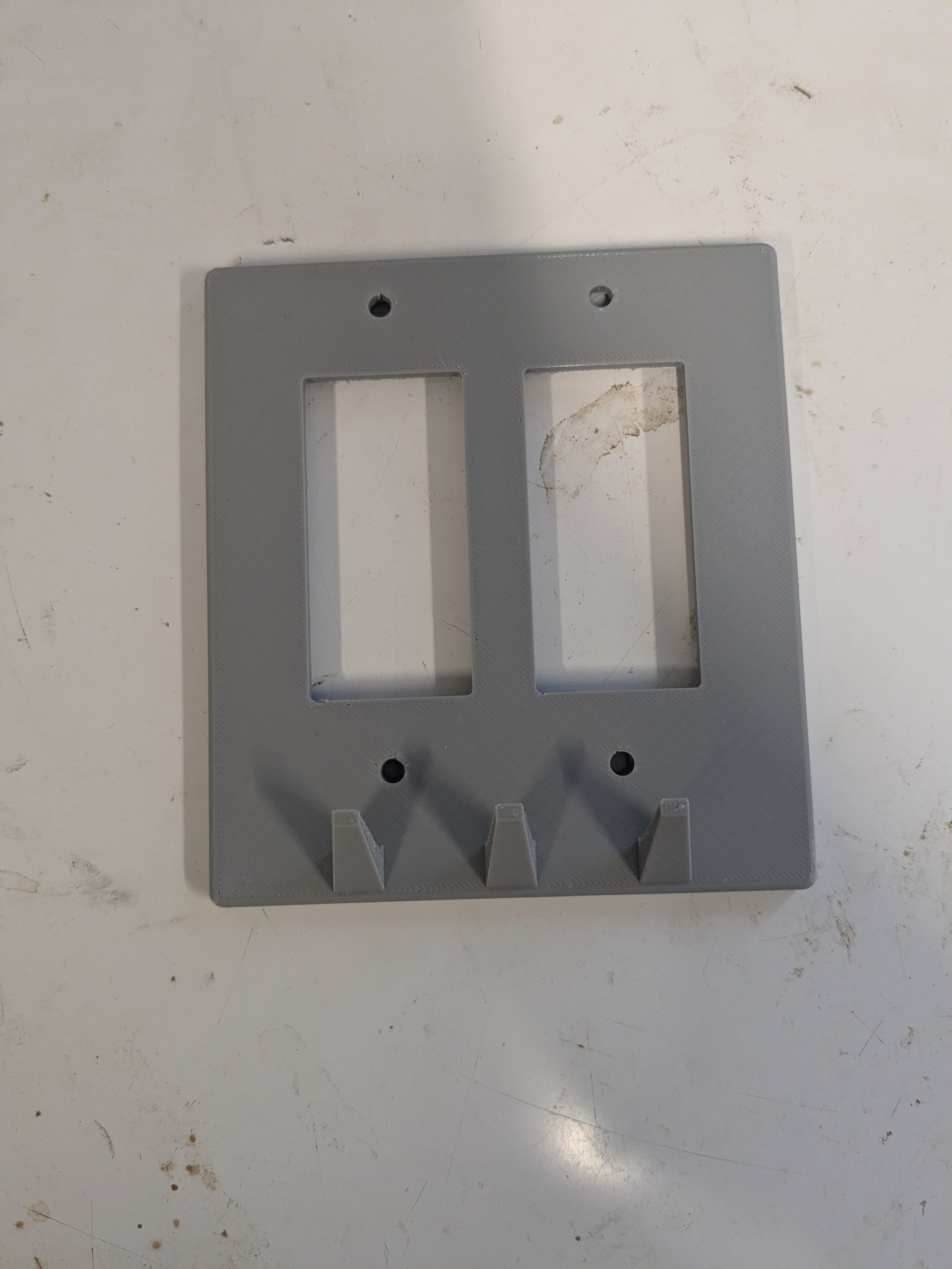 Double Light Switch Cover with Key Hooks