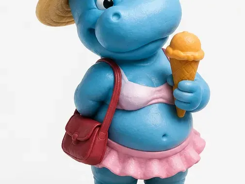 Vintage Cartoon Hippo Summer Girl Figurine | 3D Printable STL