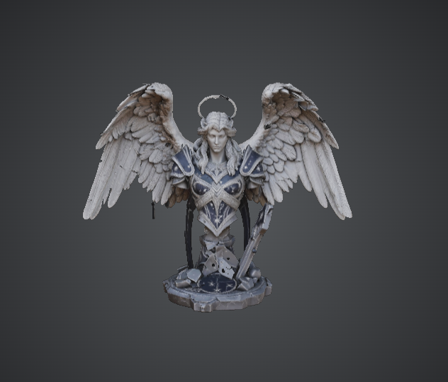 Celestial Angel Warrior Bust – Winged Guardian with Halo