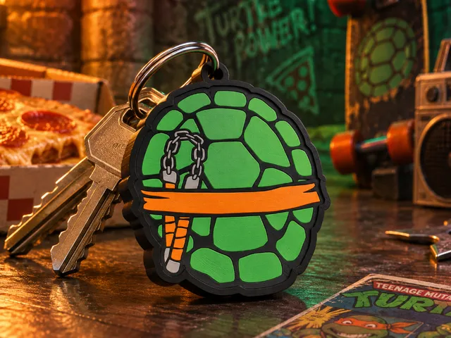 Teenage Mutant Ninja Turtles Michelangelo Keychain | TMNT Turtle Shell