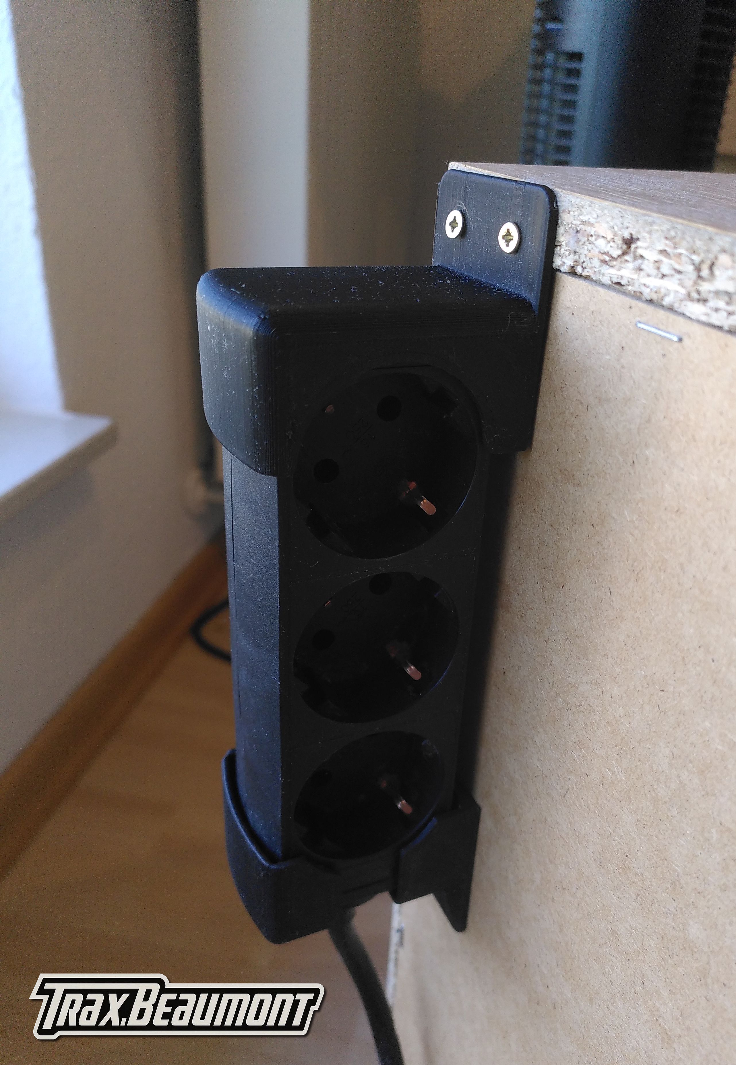 Right angle power strip wall bracket