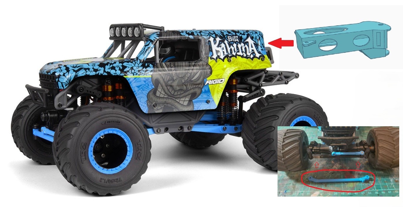 HPI Racing Mini King Flux Ford Bronco - BATTERY COMPARTMENT & STEERING LINK