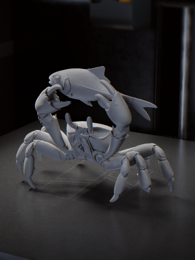 Crab With Fish Figurine Animal Sculpture 3D Printable 3D model by José Pedro