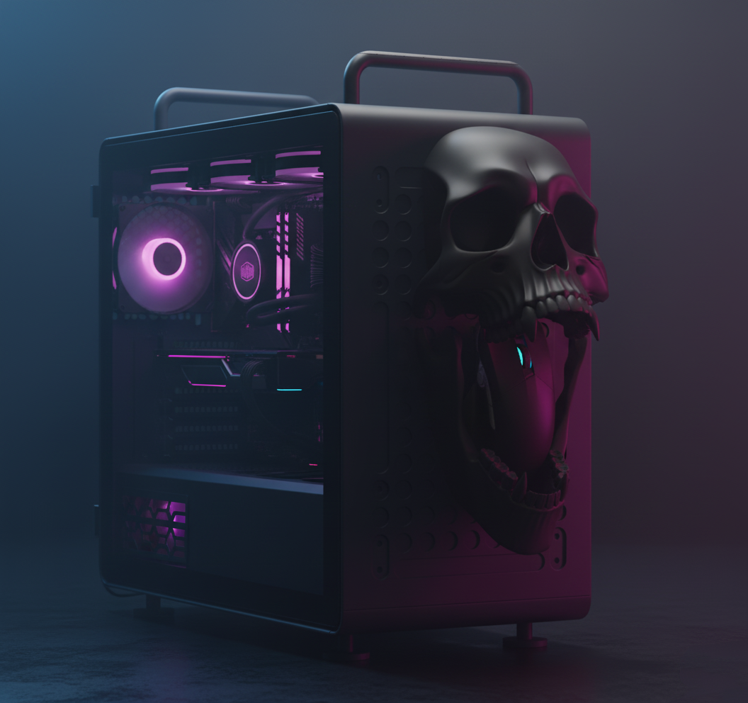 Vampire Skull mouse holder for Cooler Master Qube 540