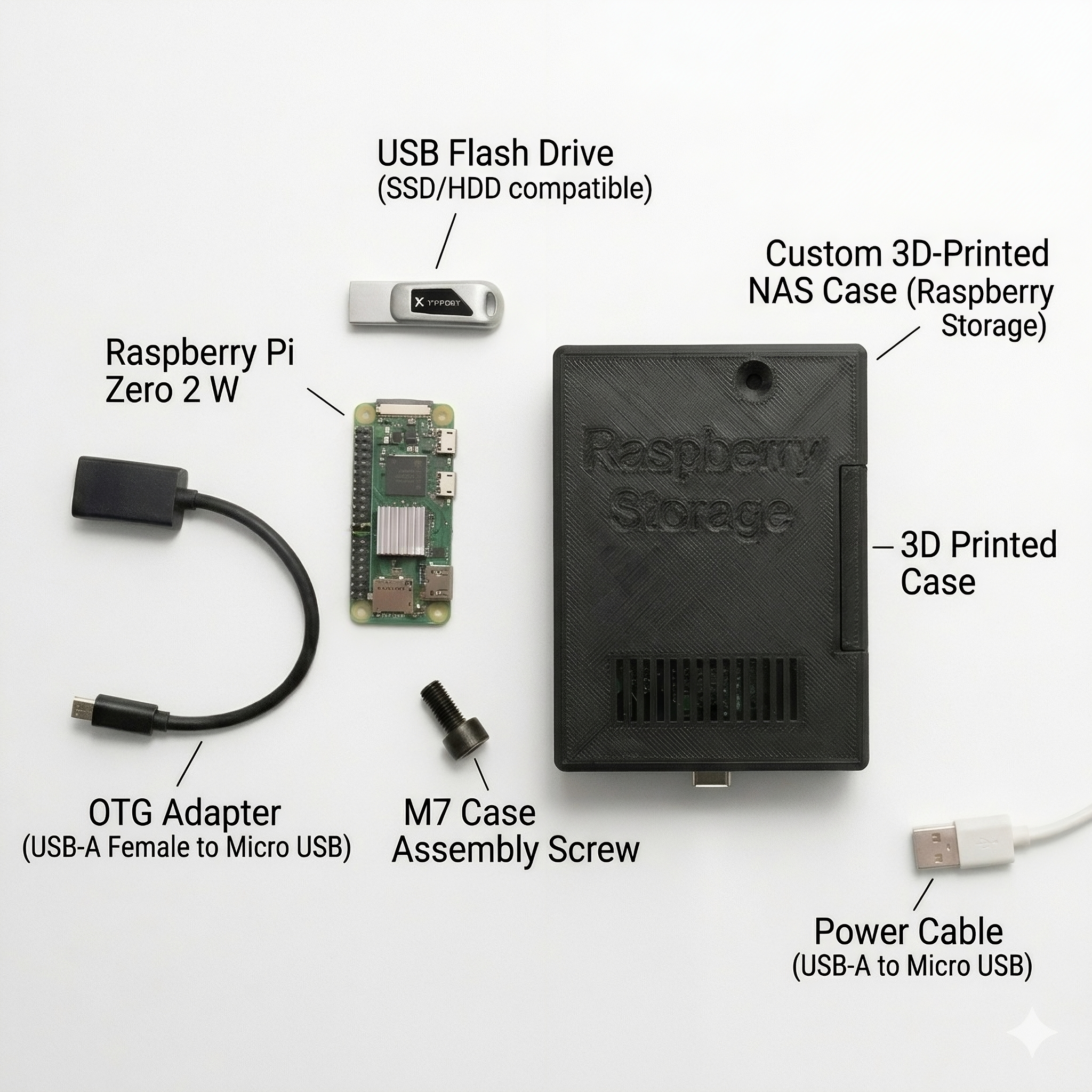 Miniatura 2 do modelo 3D Raspberry Pi Zero 2 W Mini NAS Case