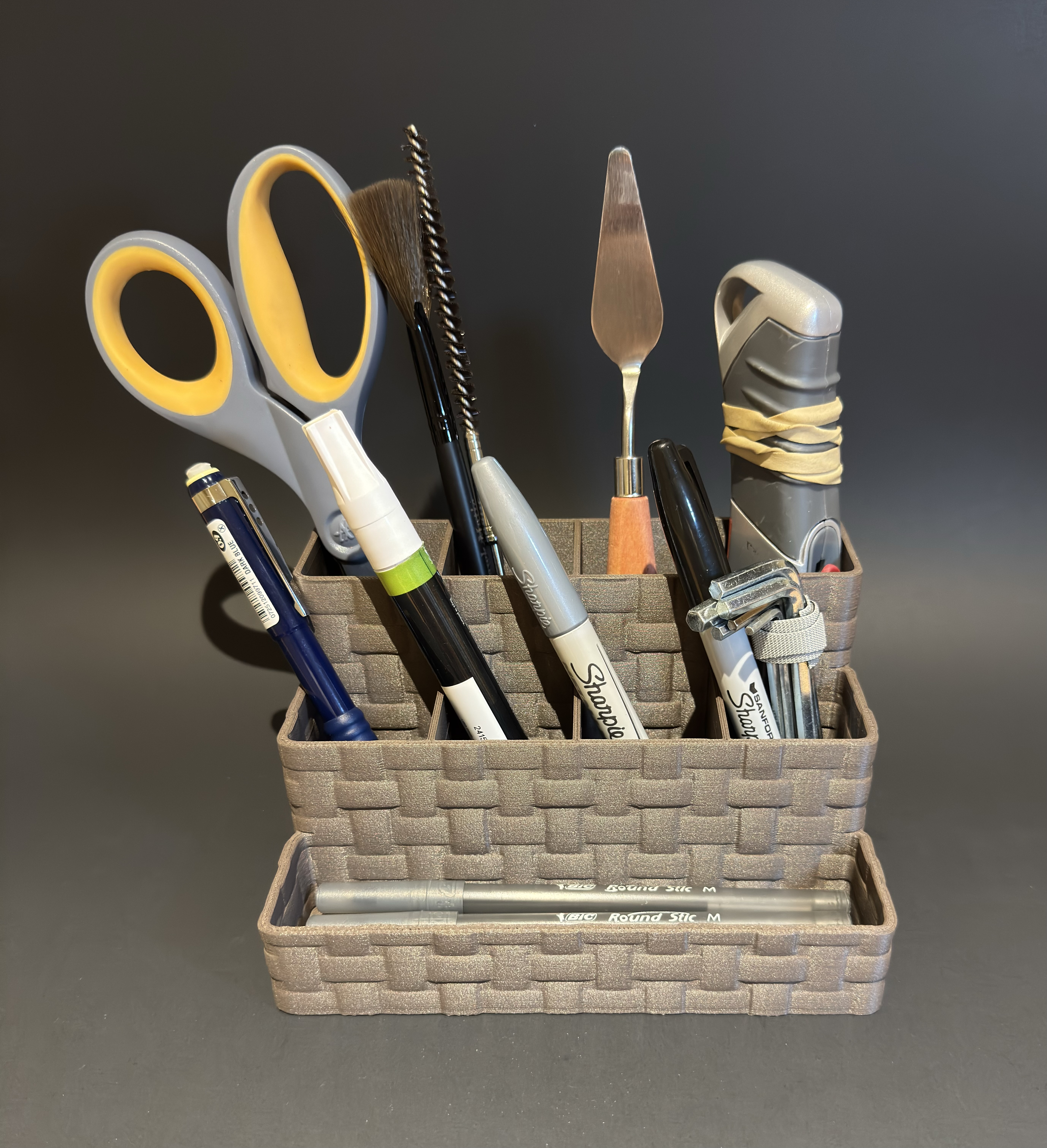 Weaved Wicker Basket Pen Holders and Desk Organizer 3D model