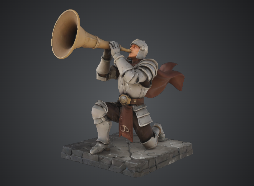 Medieval Knight with War Horn – Armoured Herald Miniature