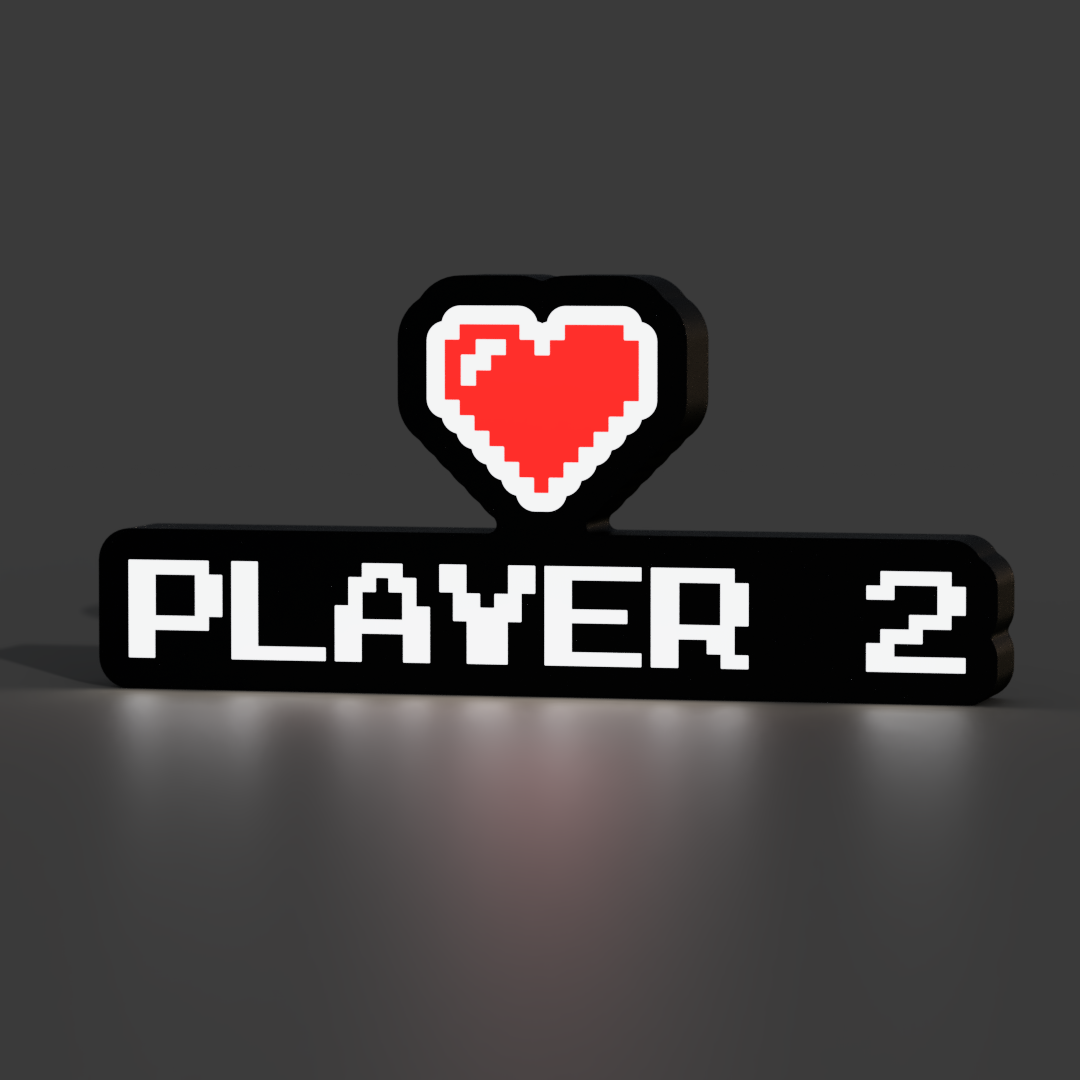 Player 2 Pixelated Lightbox LED Lamp