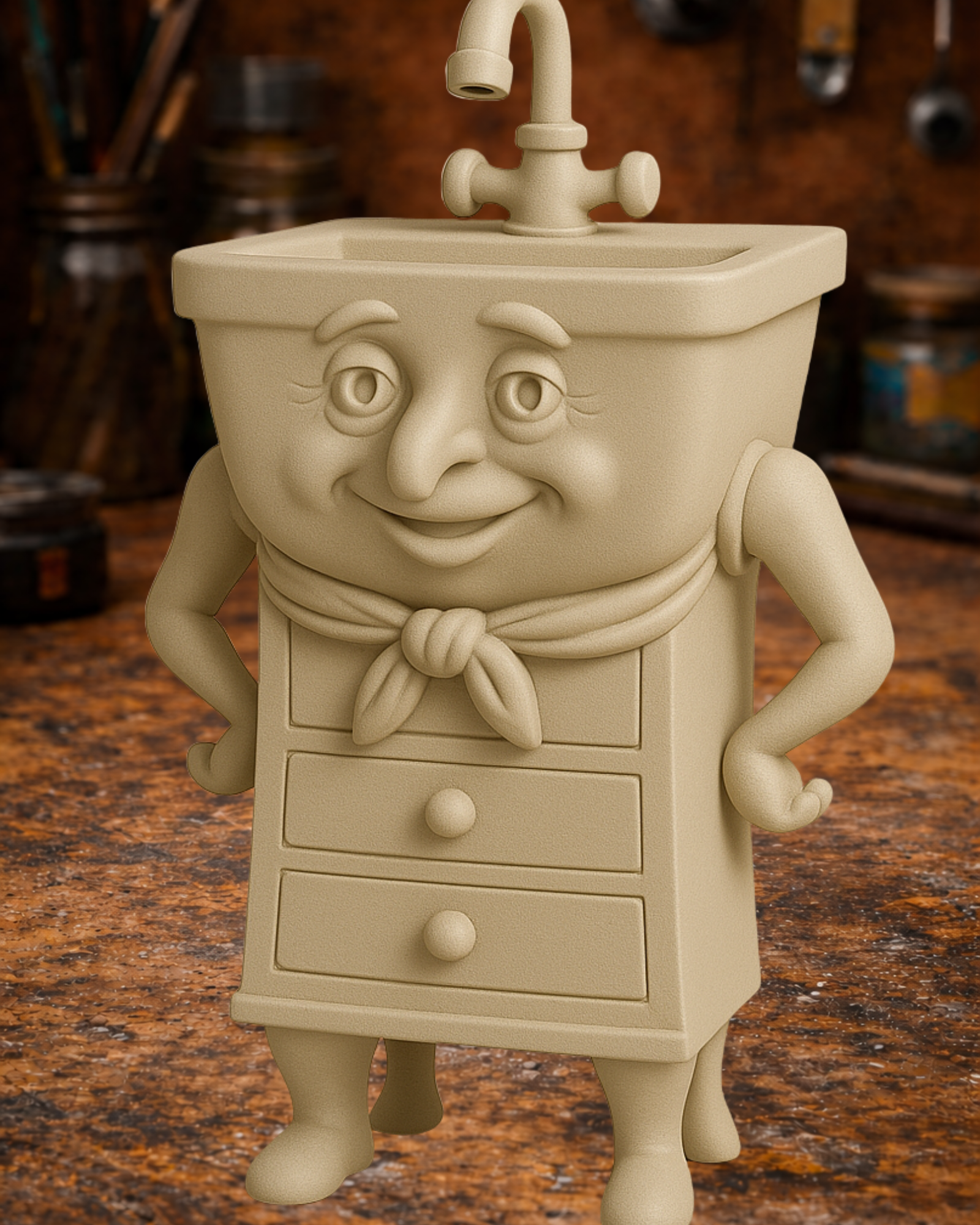 Cute Sink Character Figurine – Whimsical Bathroom Decor
