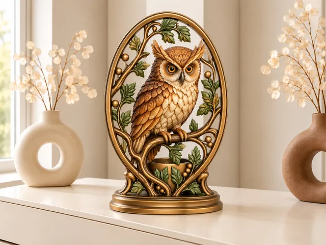 Owl Forest Sculpture with Tealight Holder