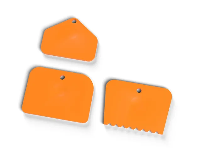 Pan Scrapers - Set of 3 for Cast Iron, Woks, Griddles and Baking Trays, No Supports (OpenSCAD)