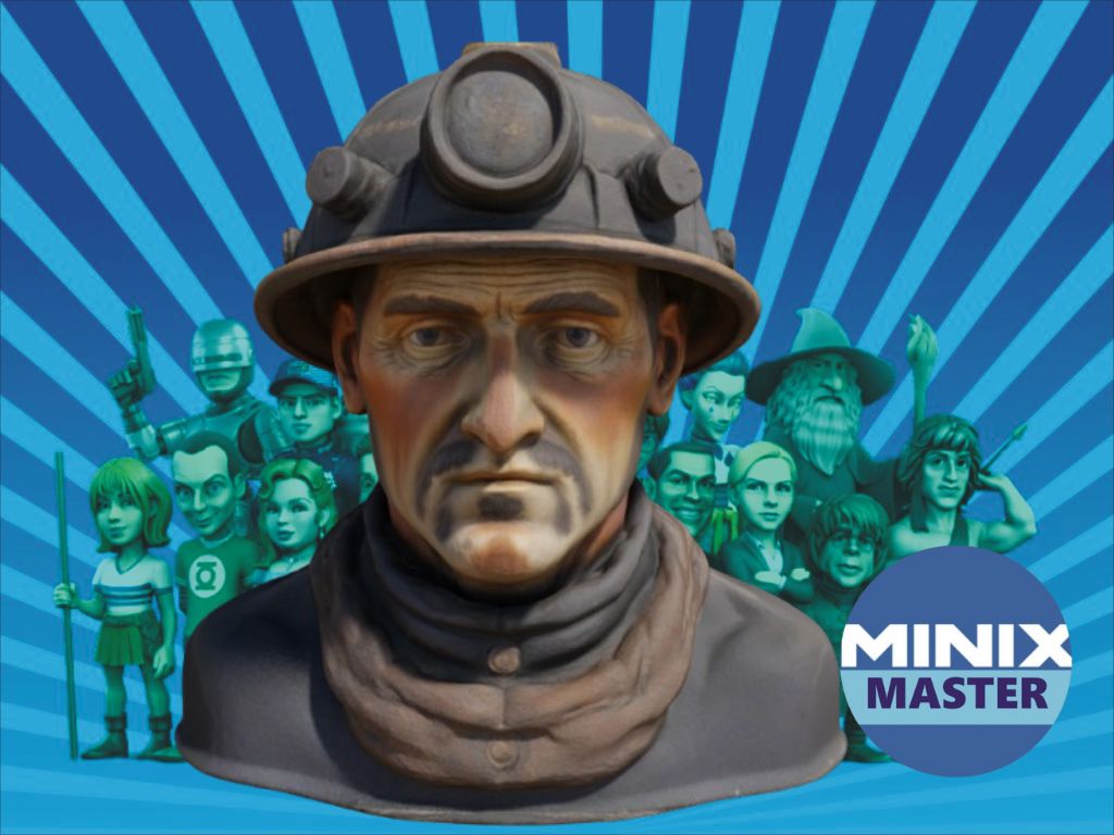 bust of old miner