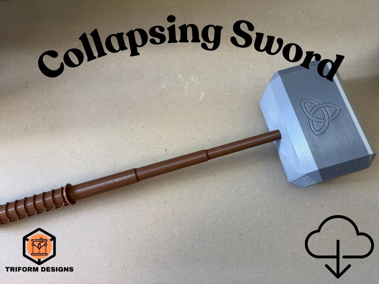 Mjolnir Thor Hammer Collapsing Sword – Viking Hammer 3D Print File – Norse Mythology Decor & Cosplay Prop