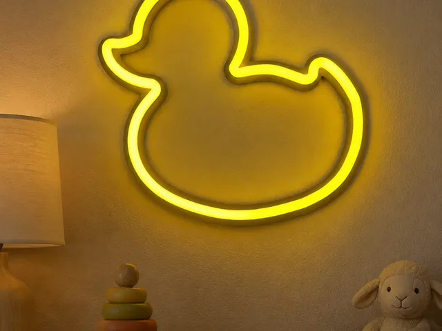 Duck Neon Sign 3D STL | Cute LED Wall Art