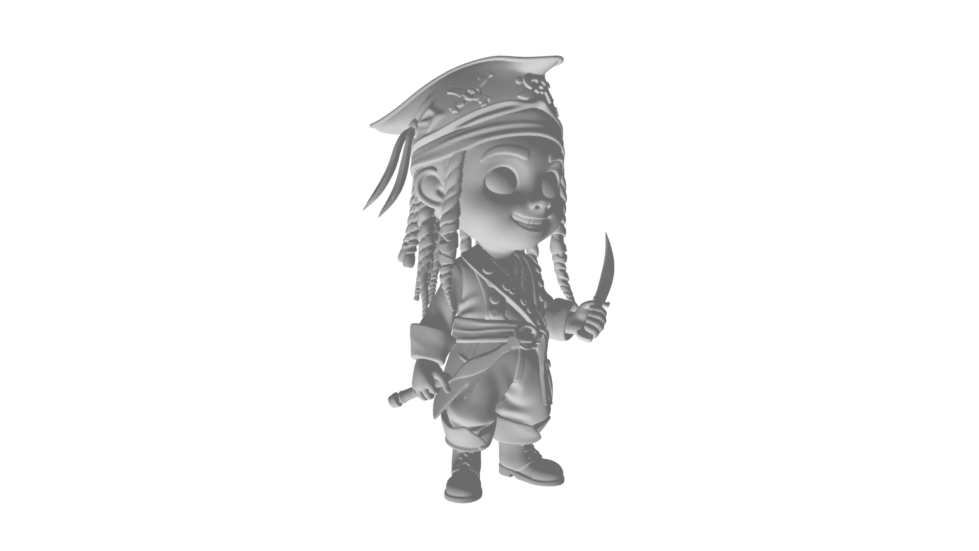 Chibi Captain Jack Sparrow  Stylized Pirate Legend Figure 3D model by Yotamshap