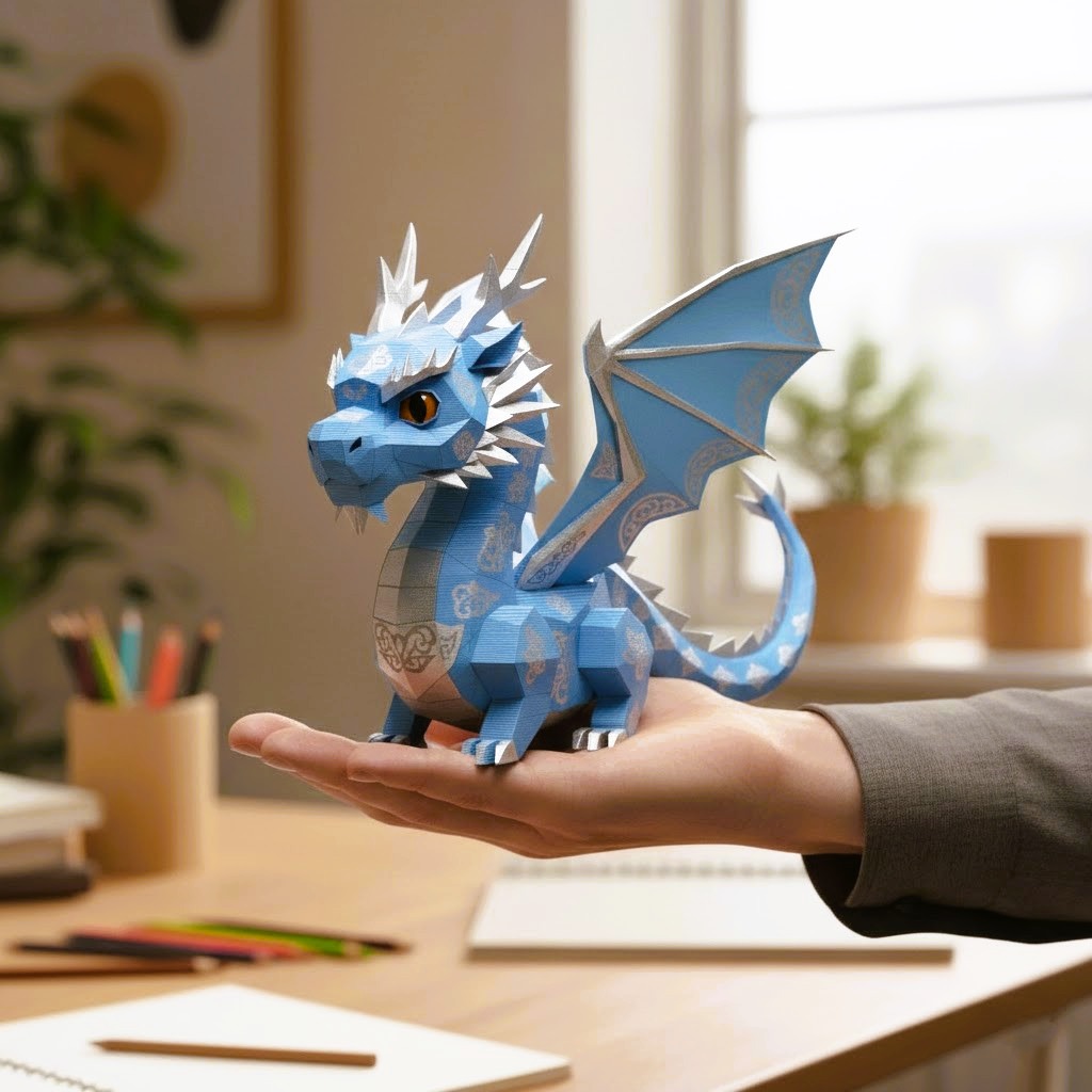 Cute Frost Dragon - Low-Poly