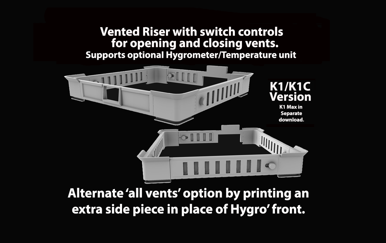 K1 Riser with controllable vents and Hygrometer/Temp' support 3D model thumbnail