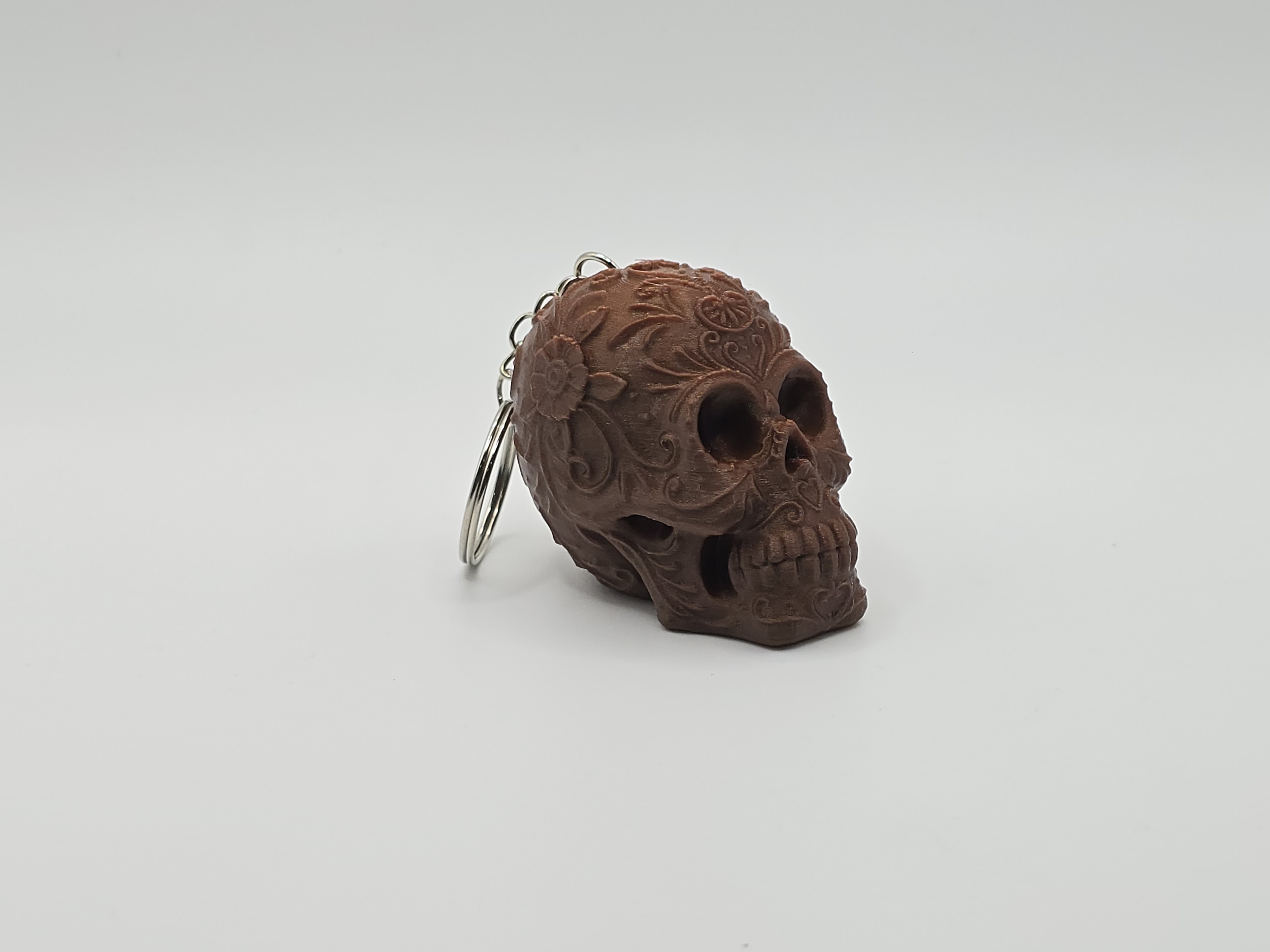 Floral Detail Halloween Skull Keychain (Remix) 3D model thumbnail