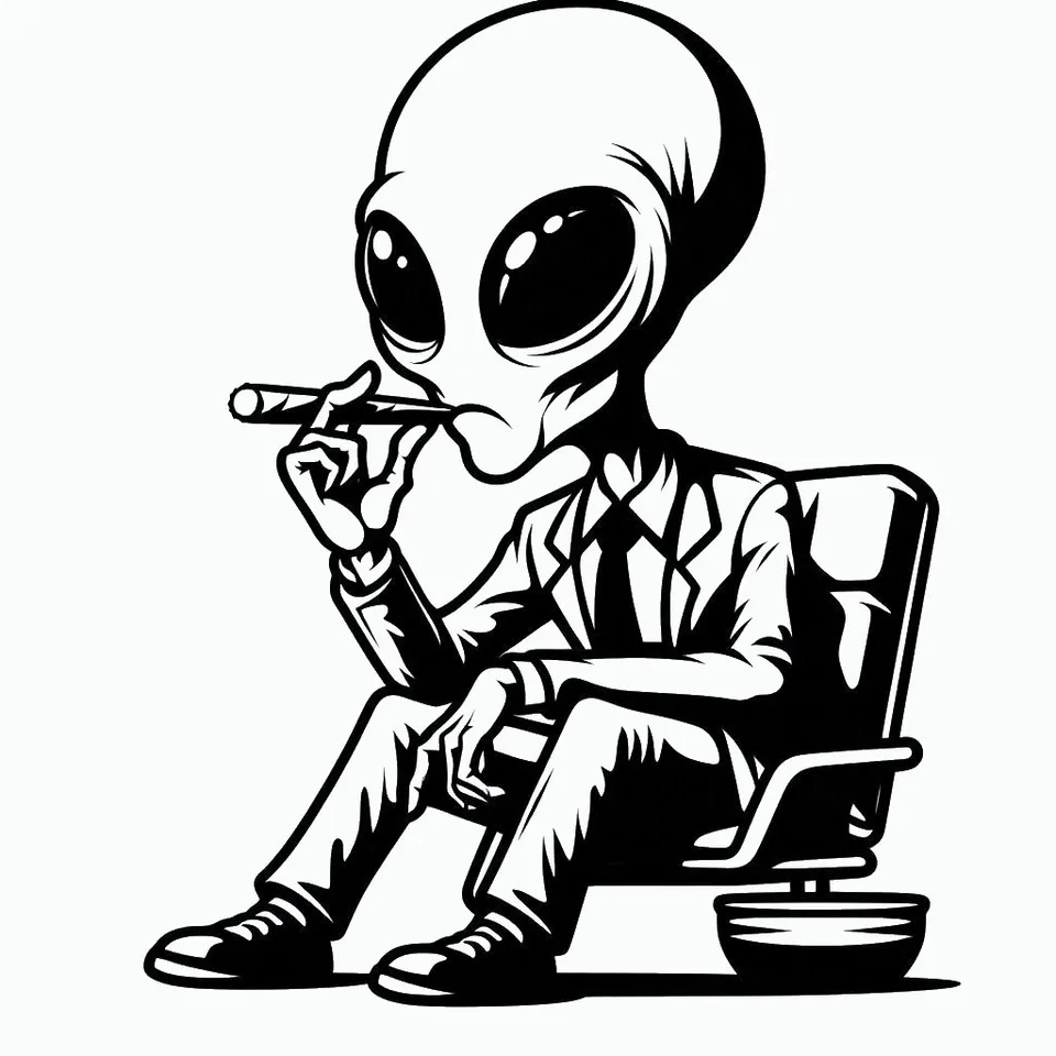 Smoking Alien Line Art by Liam West | Download free STL model ...