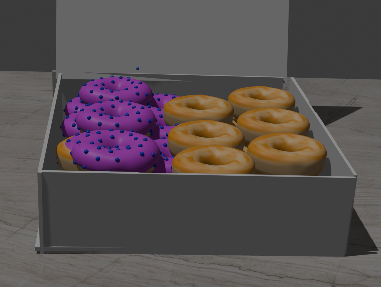 A donut box and some donuts
