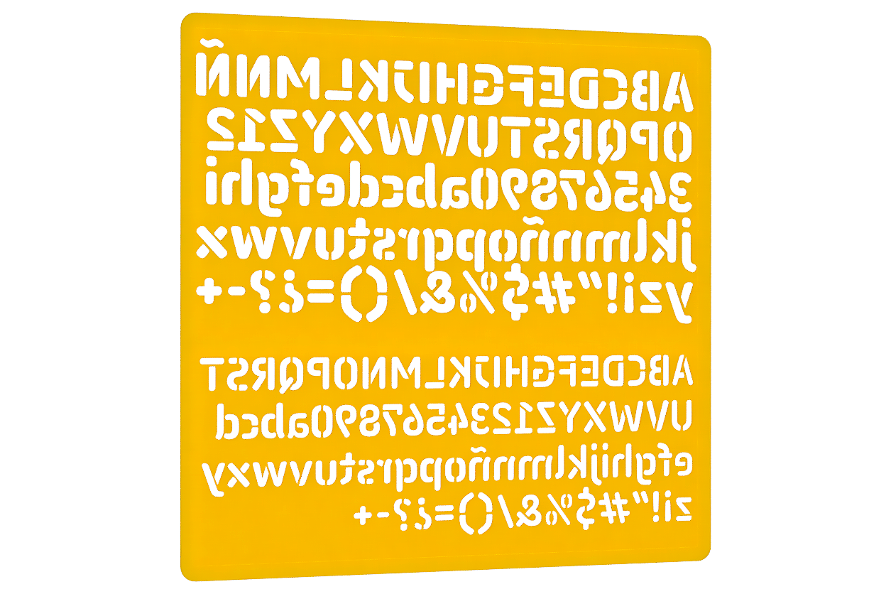 Typographic stencil ruler, for markers and Sharpies.