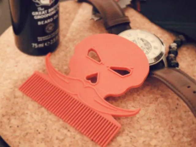 Badass Skull Moustache Beard Comb