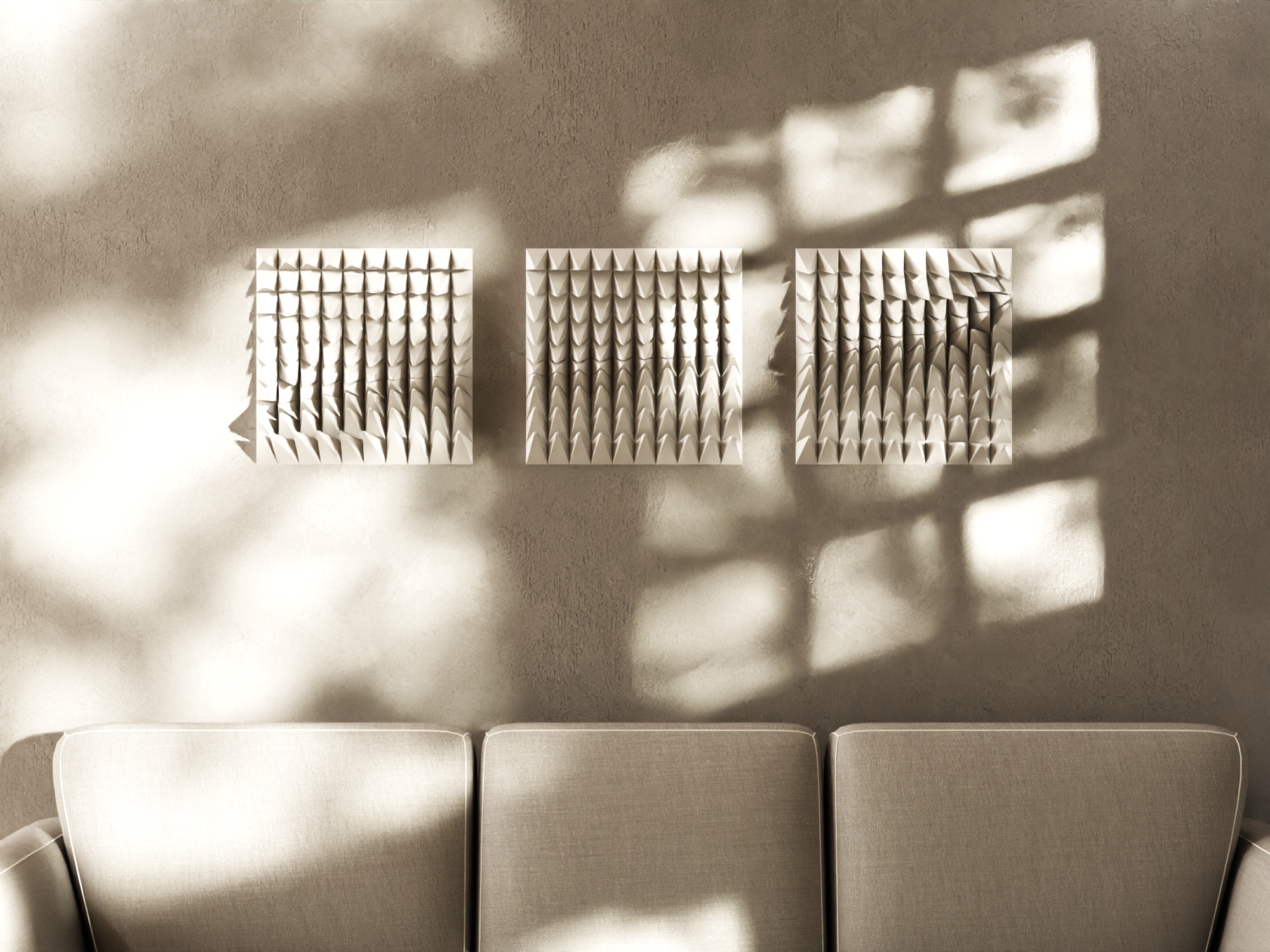 3D Wall Sculpture, White Line