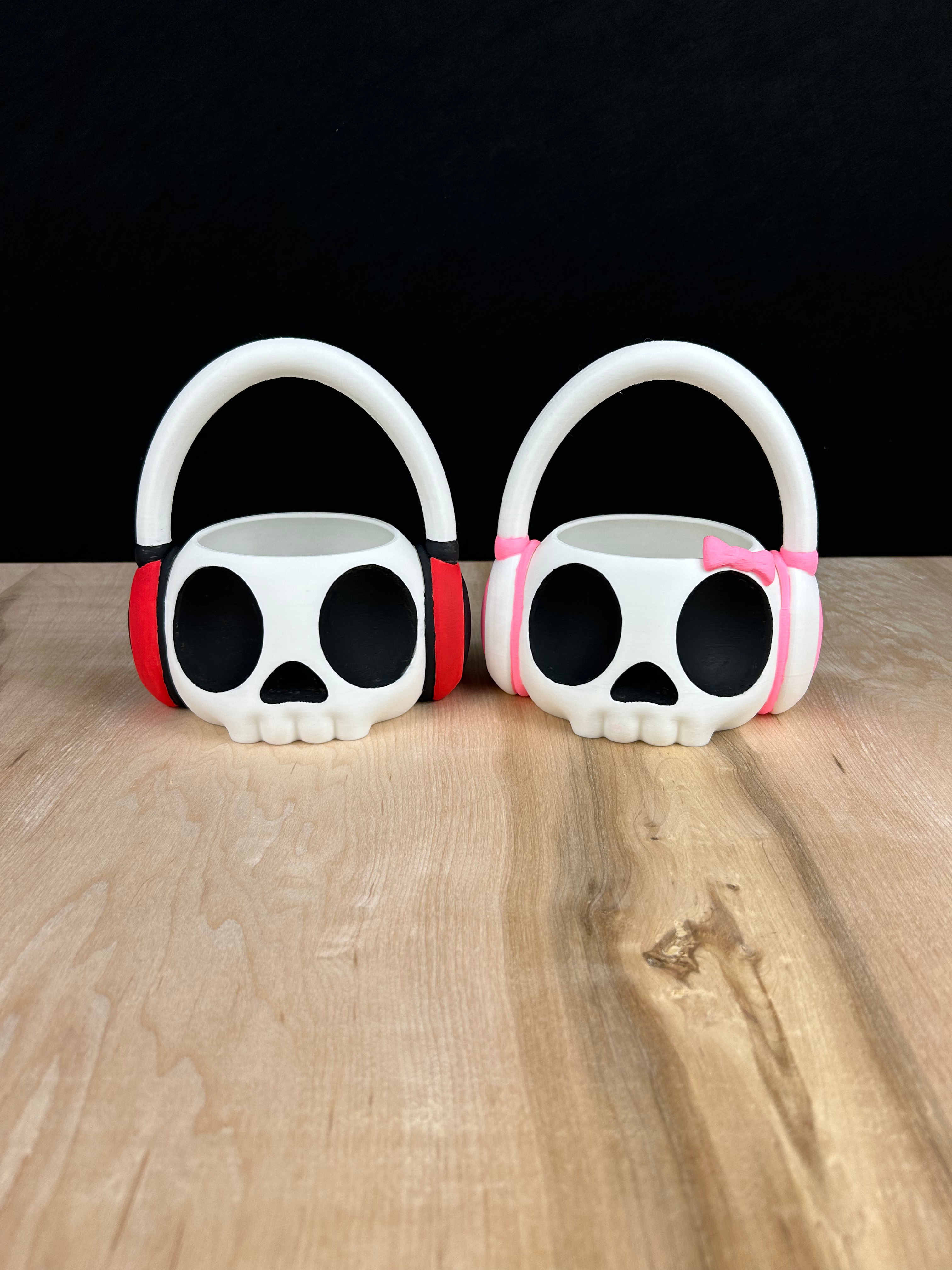 Skull With Headset Bin