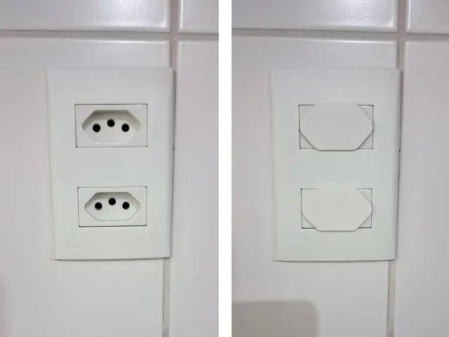 Protetor minimalista para tomada padrão brasileiro / Minimalist dust cover for Brazilian wall outlets