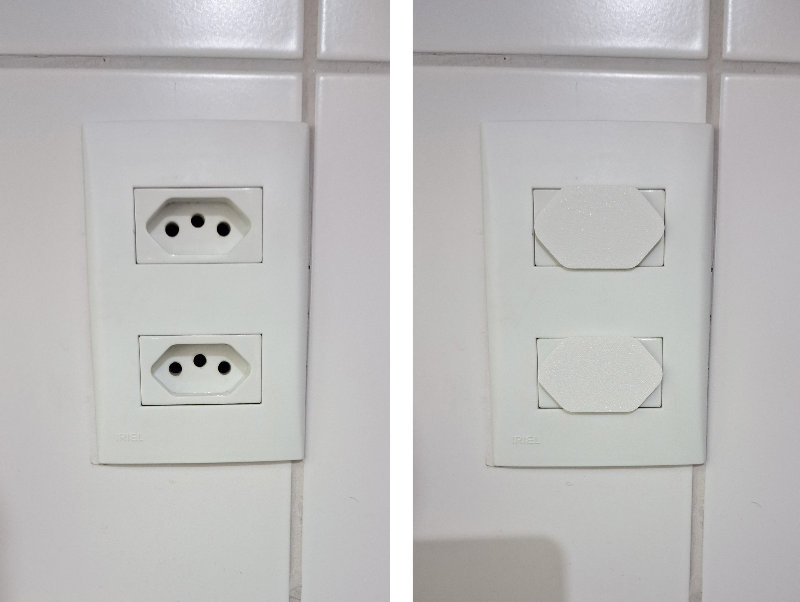 Protetor minimalista para tomada padrão brasileiro / Minimalist dust cover for Brazilian wall outlets