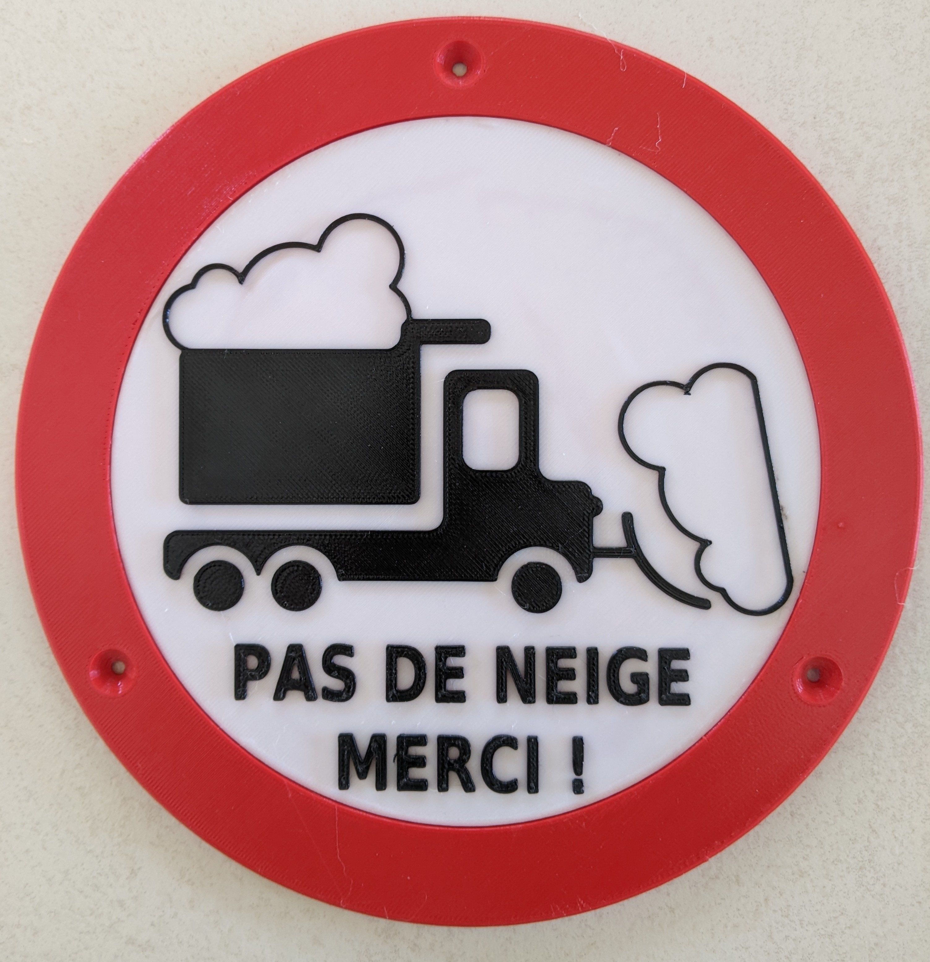 Panneau routier "Pas de neige, merci"