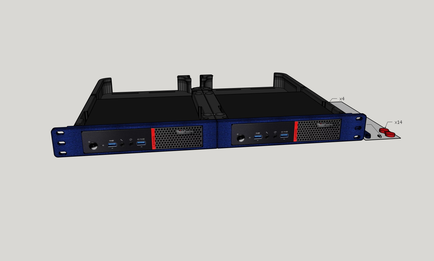 Lenovo Tiny PC 2x 1U Server Rack Mount