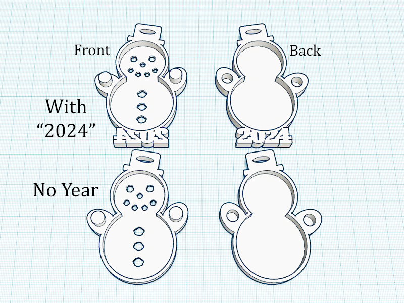 Snowman Clam Shell Ornament and Gift Box - "2024" & No Year Options — thumbnail 2