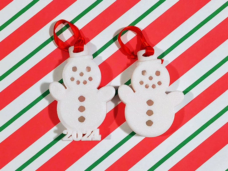 Snowman Clam Shell Ornament and Gift Box - "2024" & No Year Options