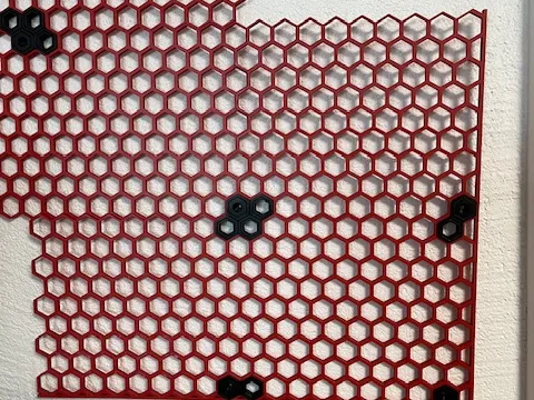 Honeycomb storage wall 224 by 190 with borders.