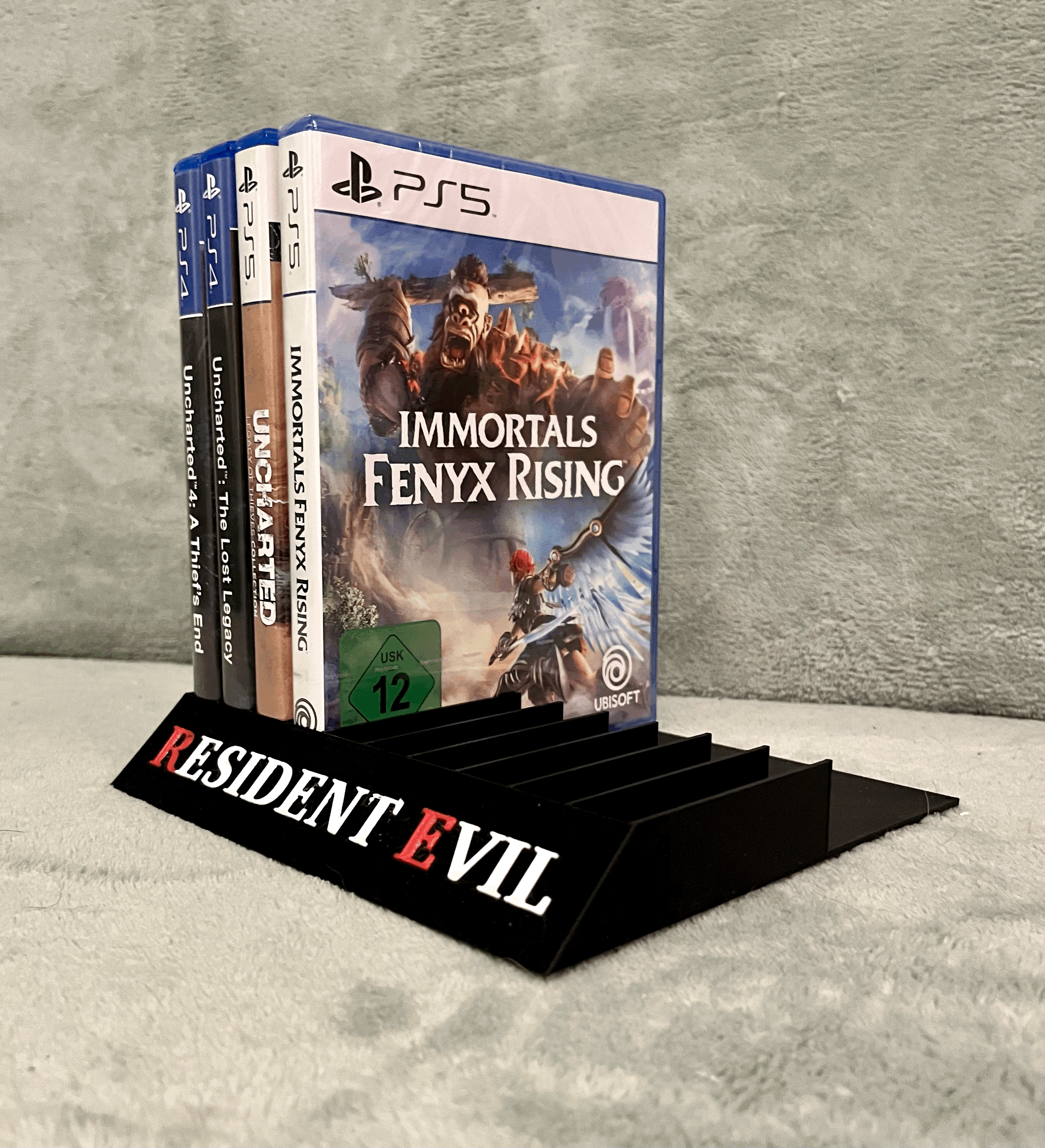 Resident Evil PlayStation 4 /5  Spieleständer, Vitrinenschuber, PS4, PS5 MMU und Single Version