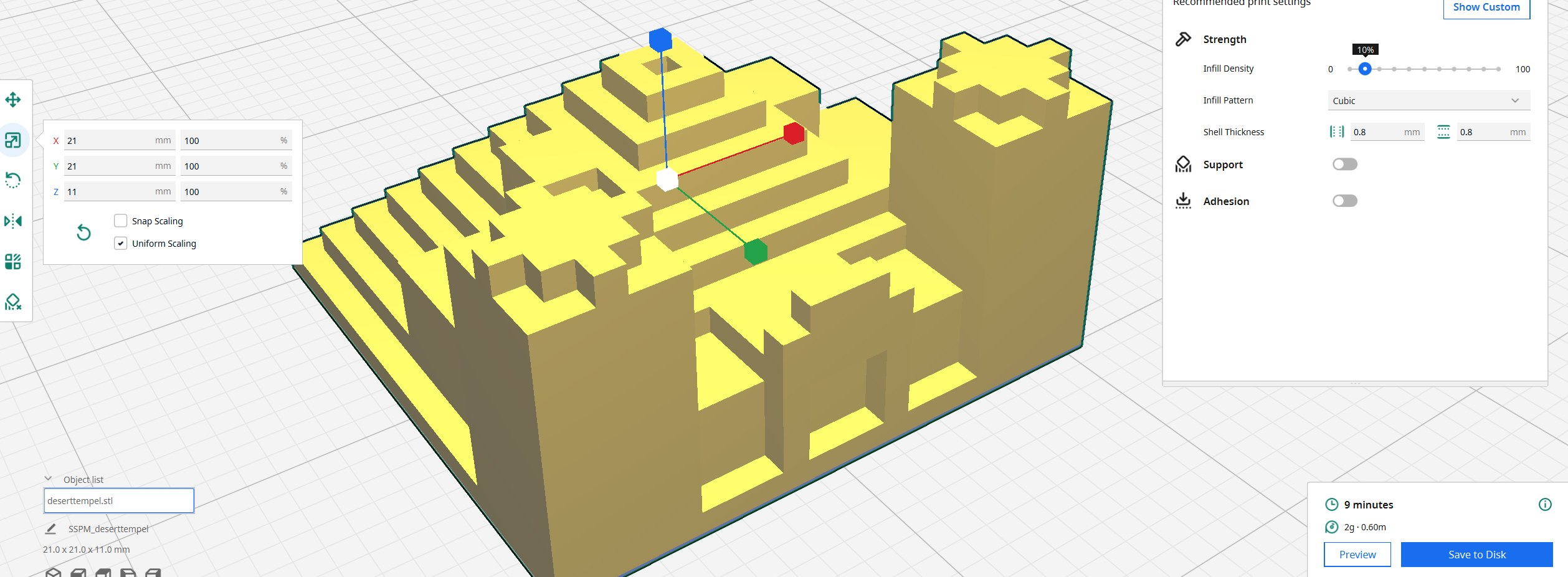 Miniatura 2 do modelo 3D Minecraft Desert Tempel Solid Game Export